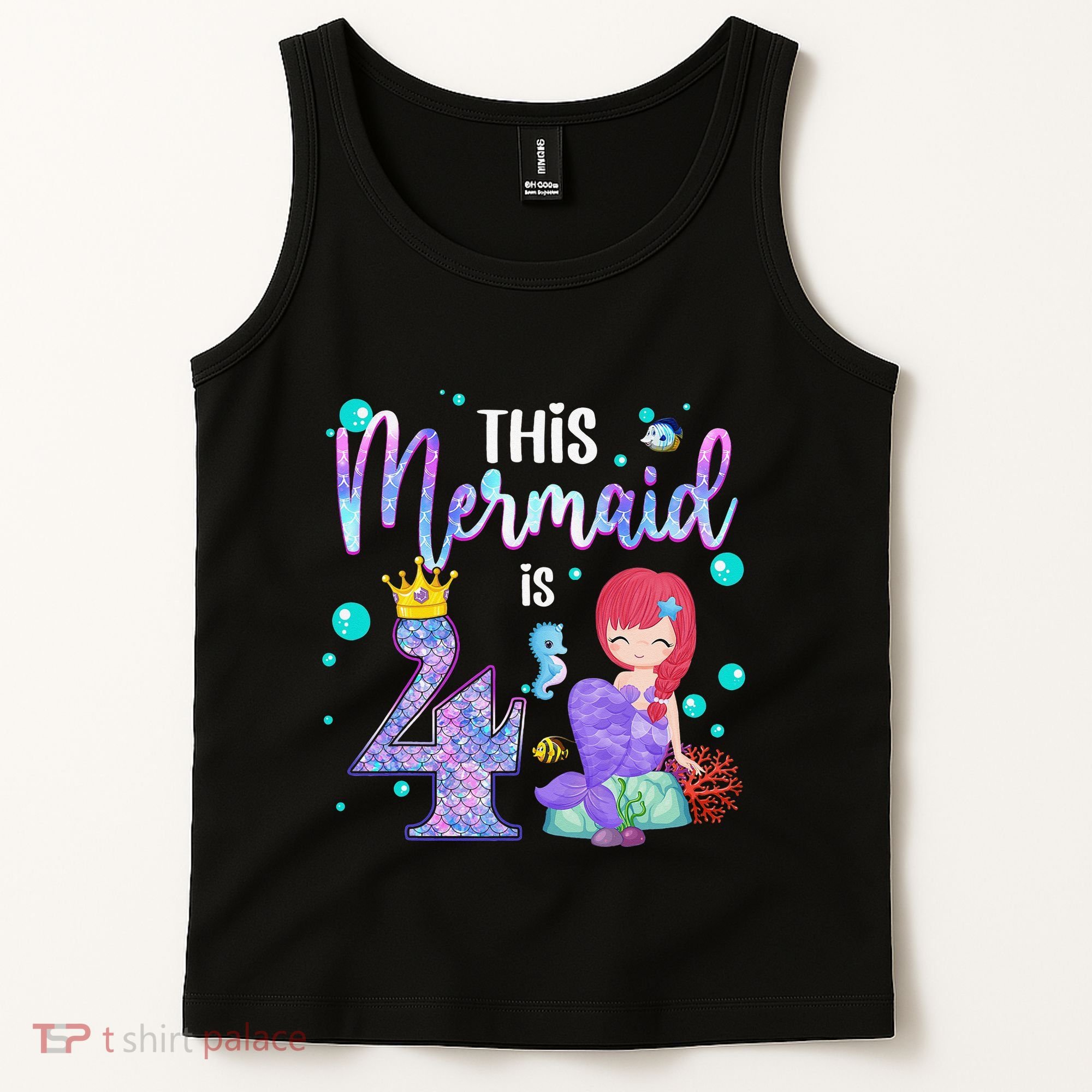 4th Birthday This Mermaid Is 4 Years Old Mermaid Tank Top