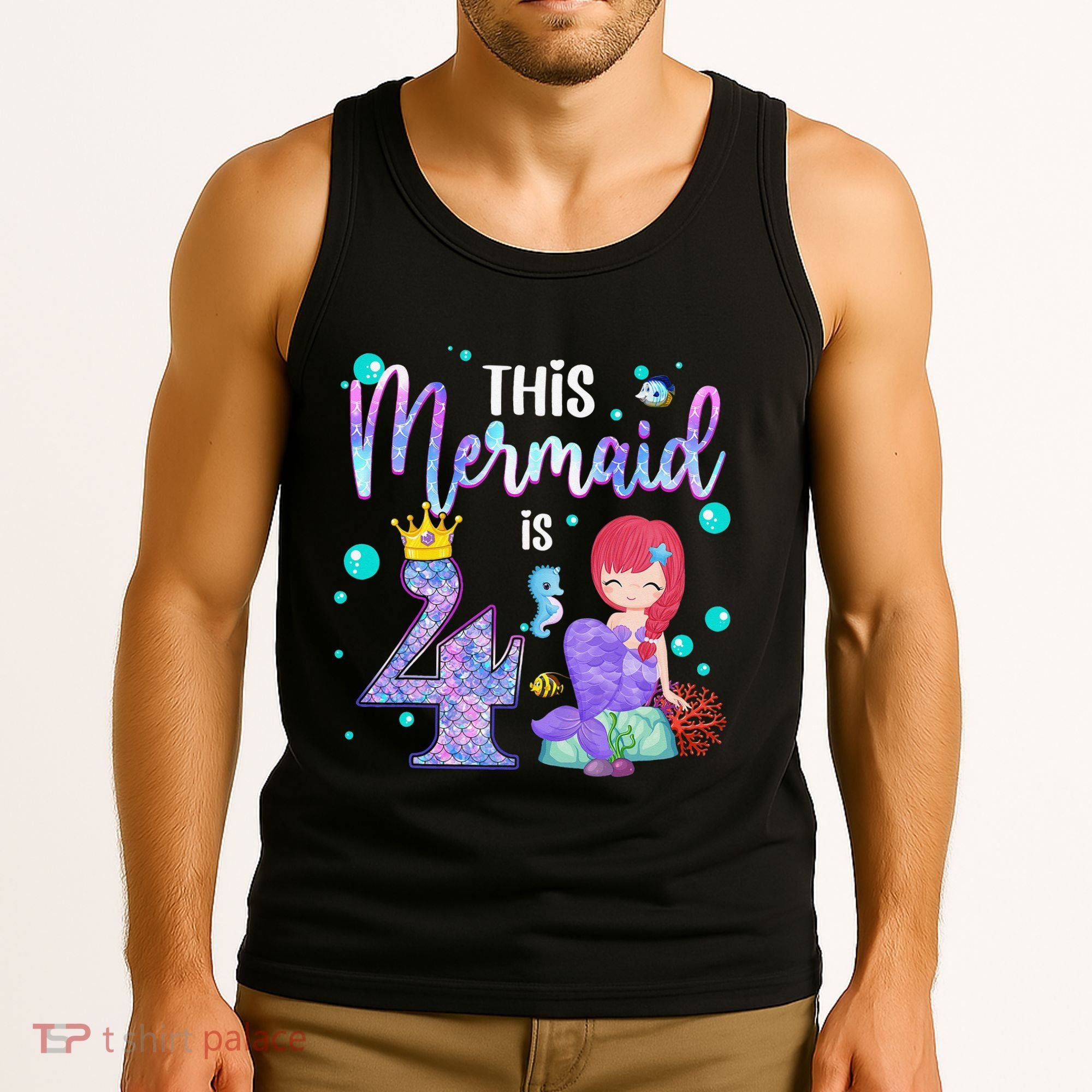 4th Birthday This Mermaid Is 4 Years Old Mermaid Tank Top