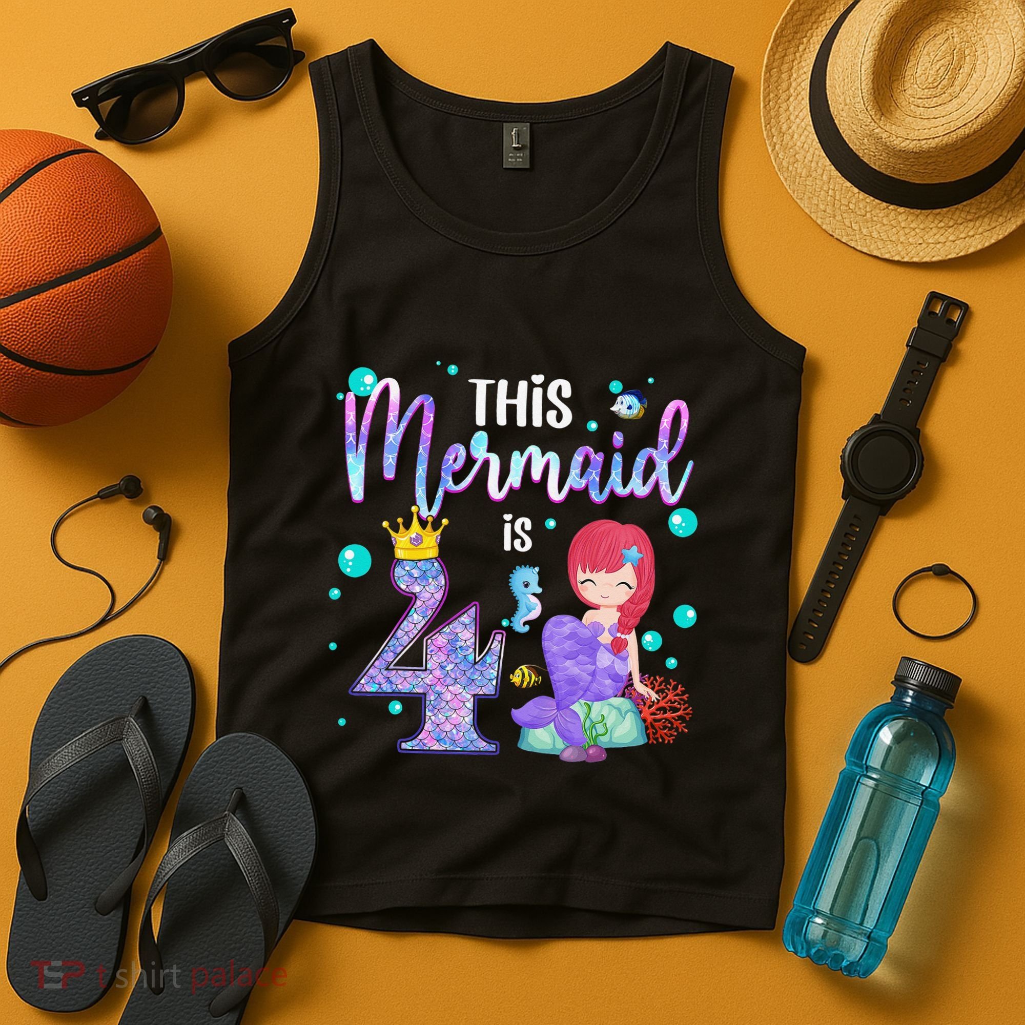 4th Birthday This Mermaid Is 4 Years Old Mermaid Tank Top