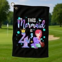 4th Birthday This Mermaid Is 4 Years Old Mermaid Golf Towel thumb 1