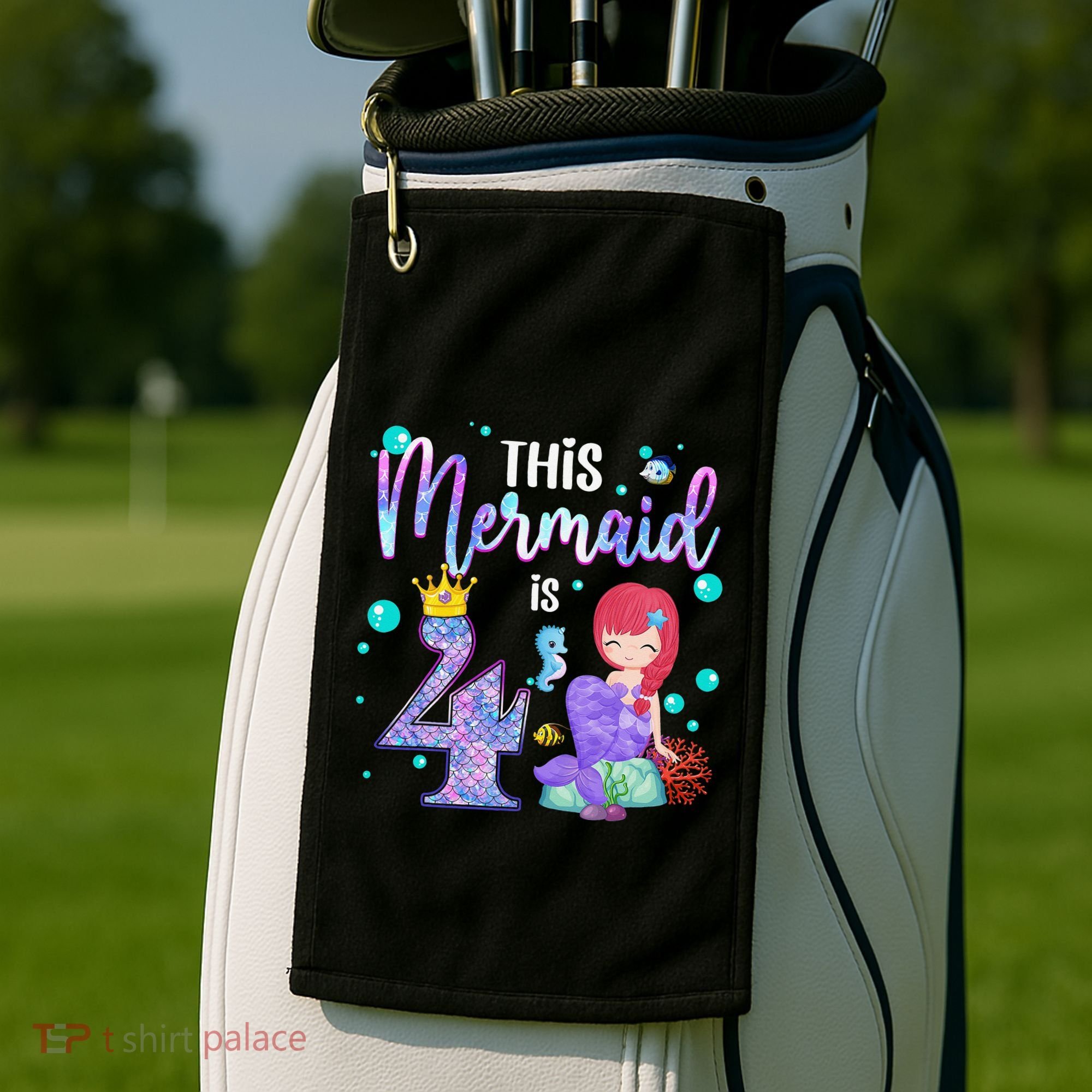 4th Birthday This Mermaid Is 4 Years Old Mermaid Golf Towel