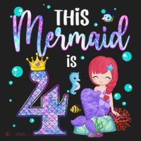 4th Birthday This Mermaid Is 4 Years Old Mermaid Golf Towel thumb 3