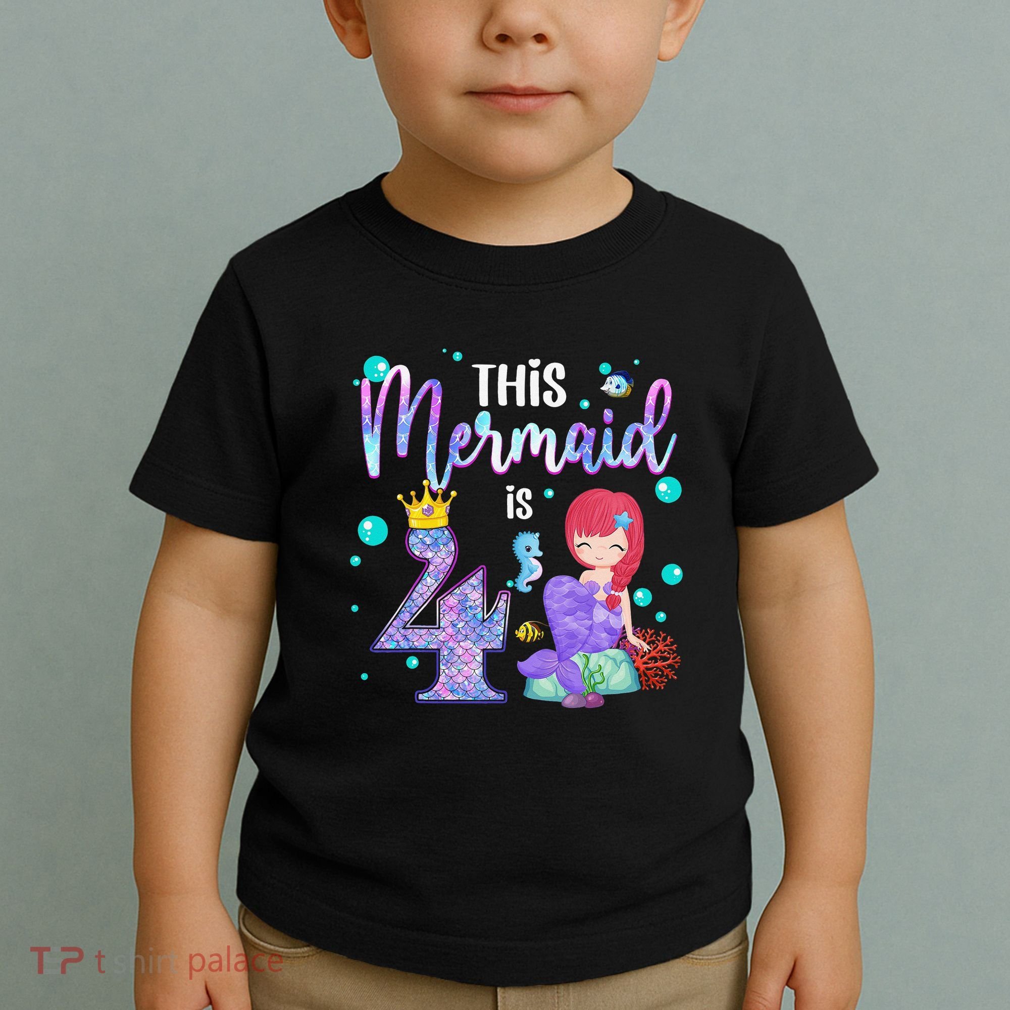 4th Birthday This Mermaid Is 4 Years Old Mermaid Toddler T-Shirt