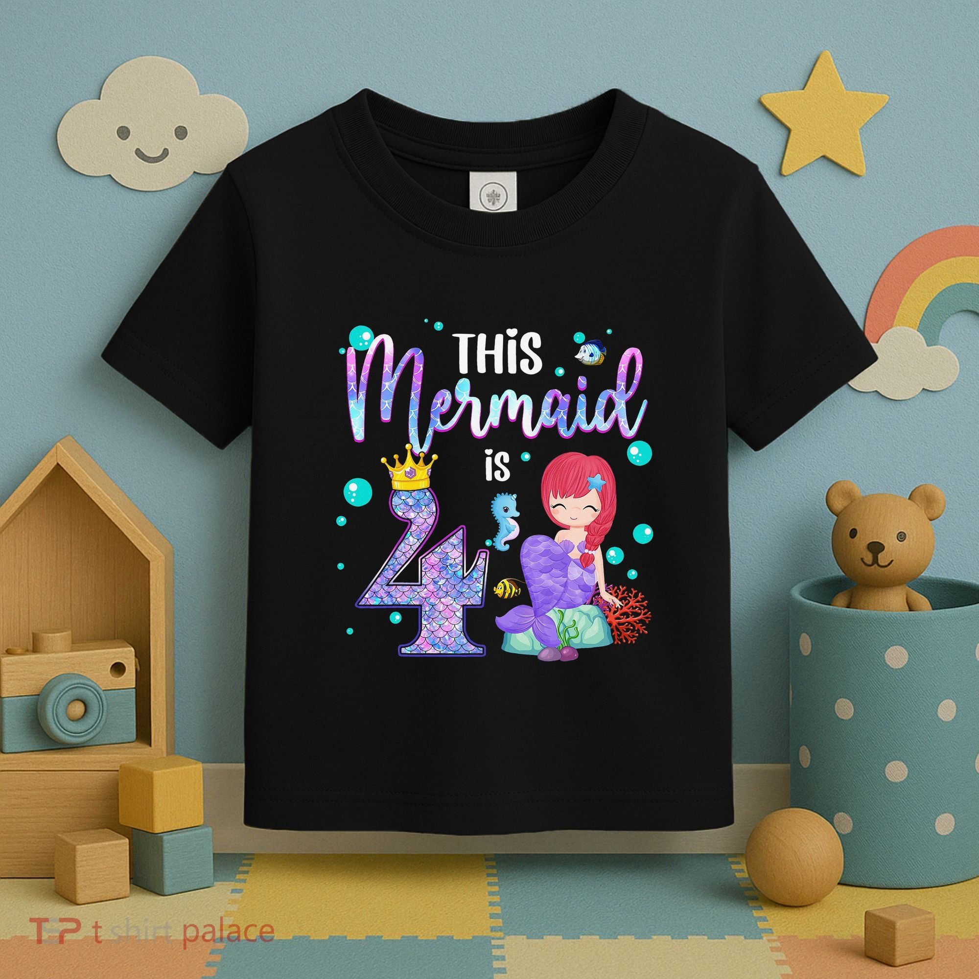 4th Birthday This Mermaid Is 4 Years Old Mermaid Toddler T-Shirt