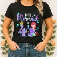 4th Birthday This Mermaid Is 4 Years Old Mermaid Women's T-Shirt thumb 2