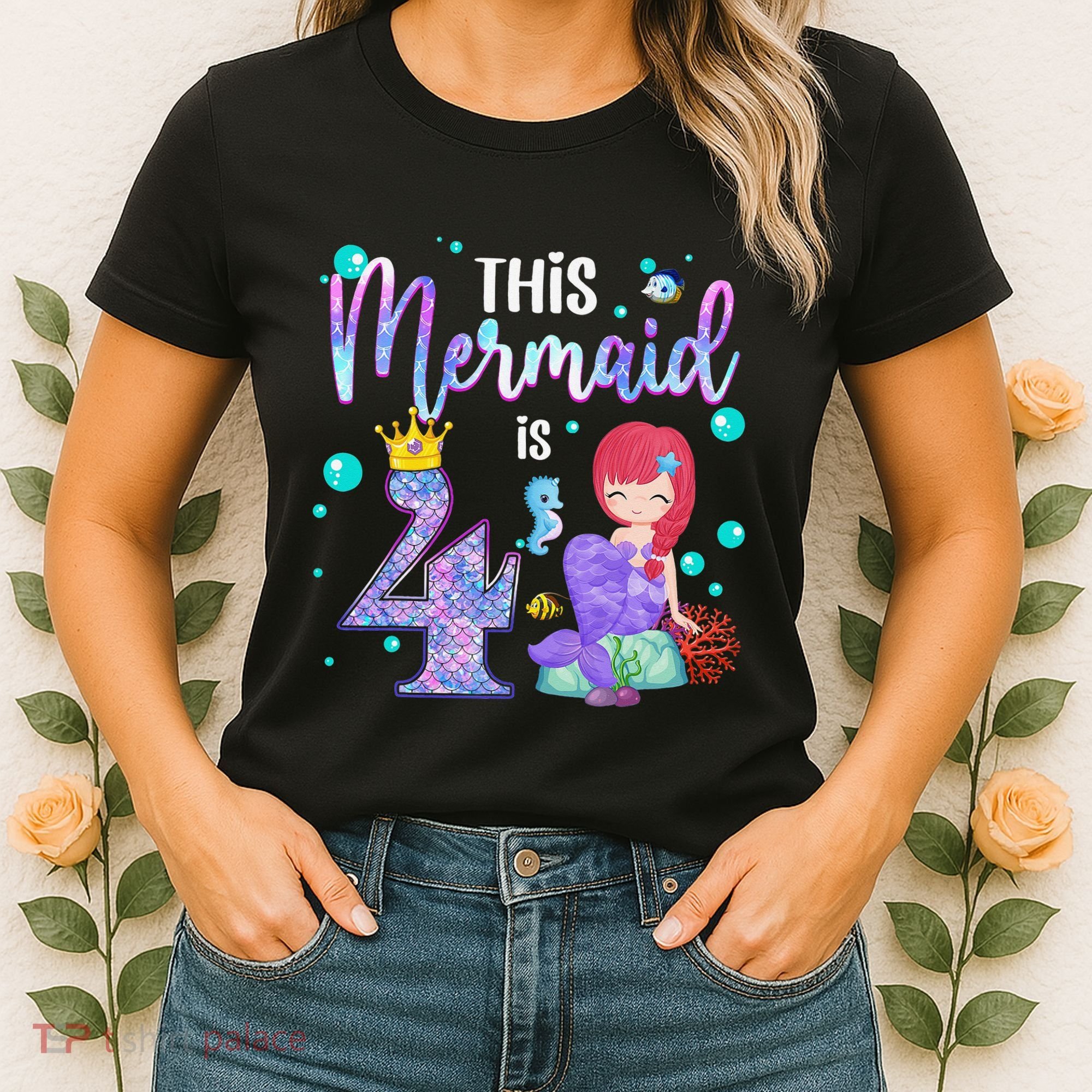 4th Birthday This Mermaid Is 4 Years Old Mermaid Women's T-Shirt