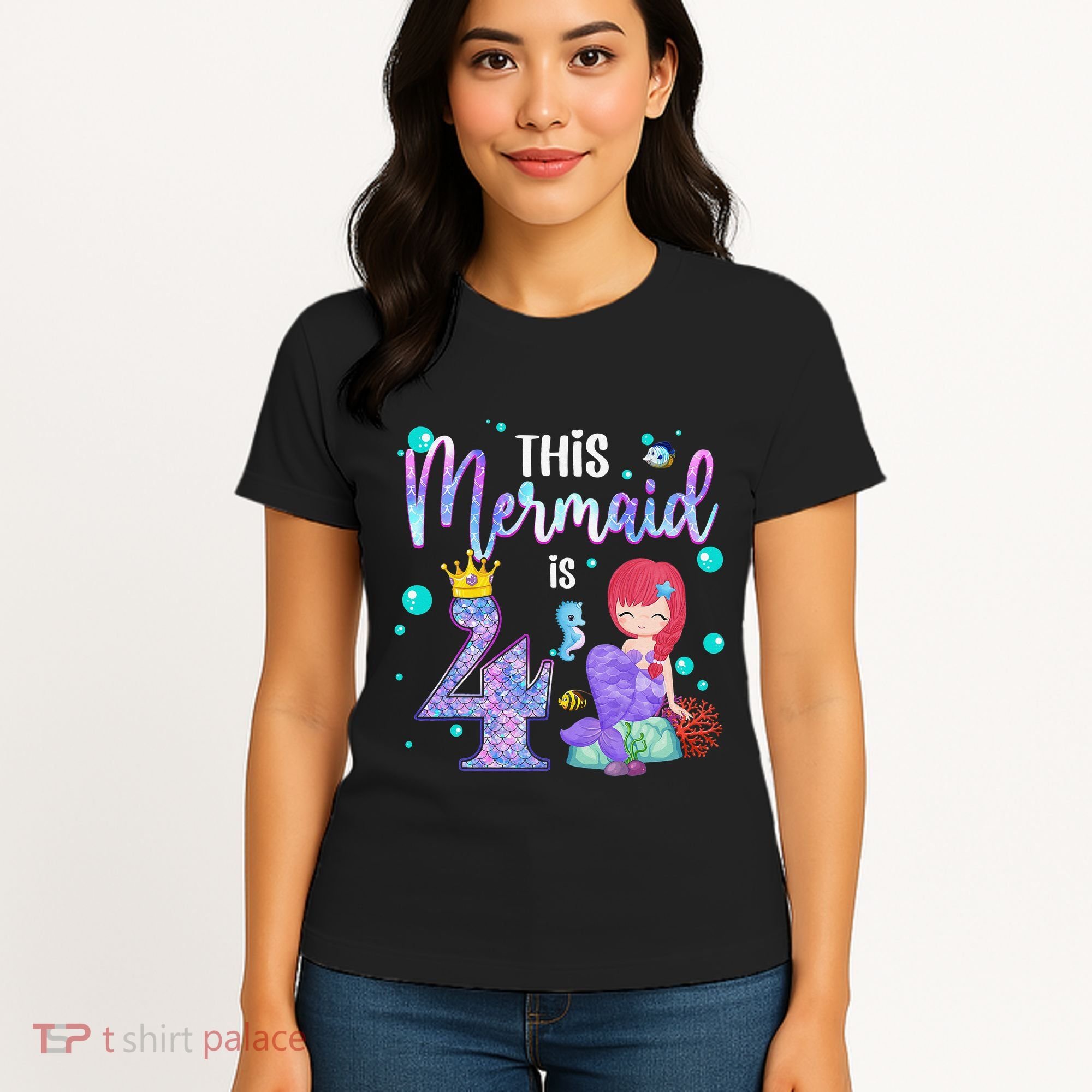 4th Birthday This Mermaid Is 4 Years Old Mermaid Women's T-Shirt