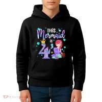 4th Birthday This Mermaid Is 4 Years Old Mermaid Kids Hoodie thumb 4