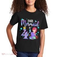 4th Birthday This Mermaid Is 4 Years Old Mermaid Kids T-Shirt thumb 2