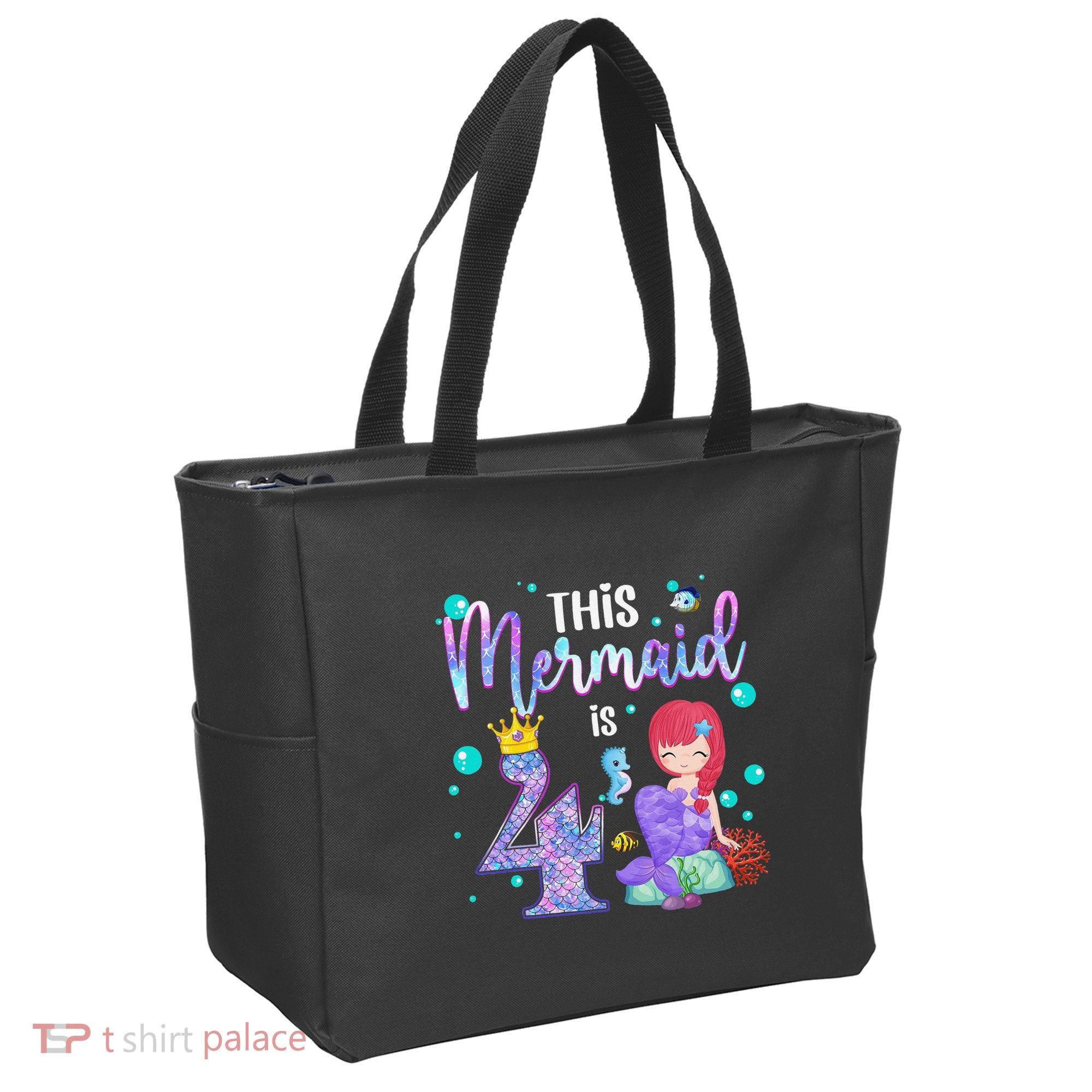 4th Birthday This Mermaid Is 4 Years Old Mermaid Tote Bag