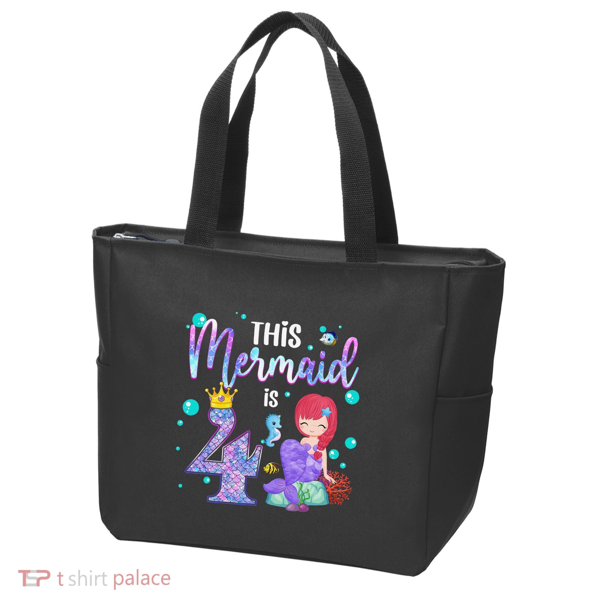 4th Birthday This Mermaid Is 4 Years Old Mermaid Tote Bag