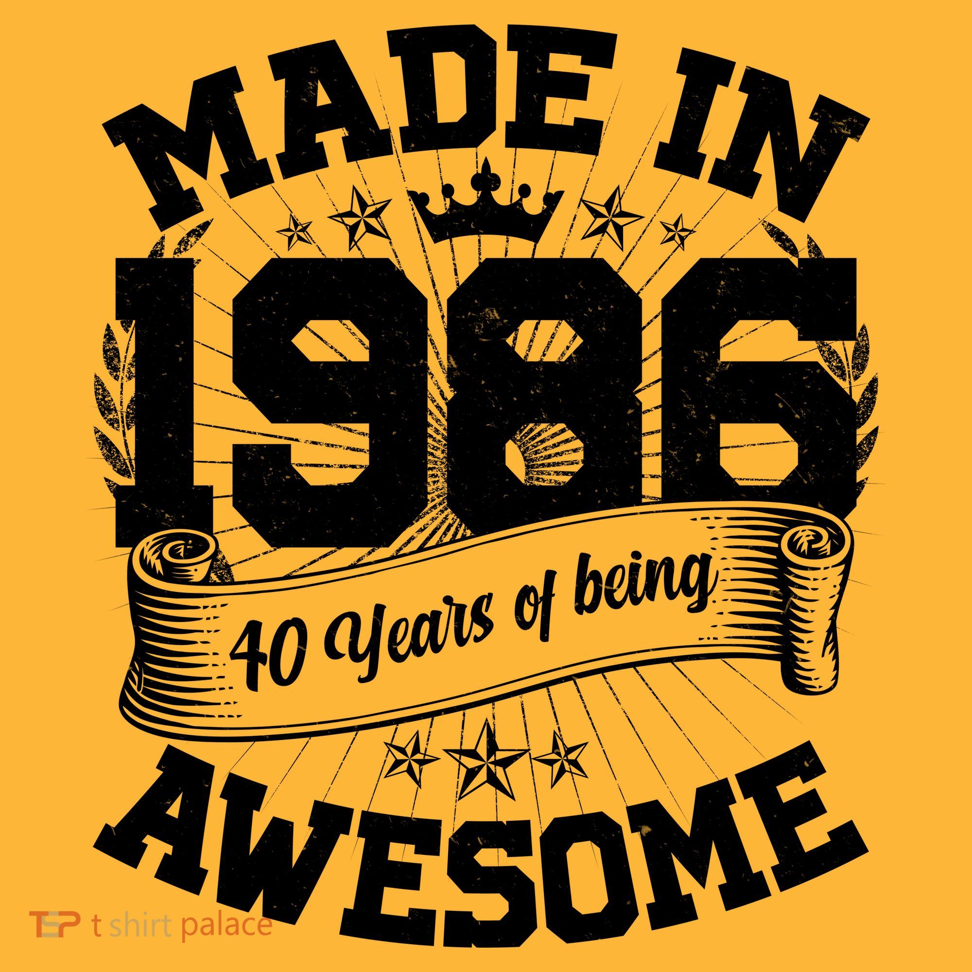 40th Birthday Vintage Crown Made In 1986 40 Years Of Being Awesome T-Shirt