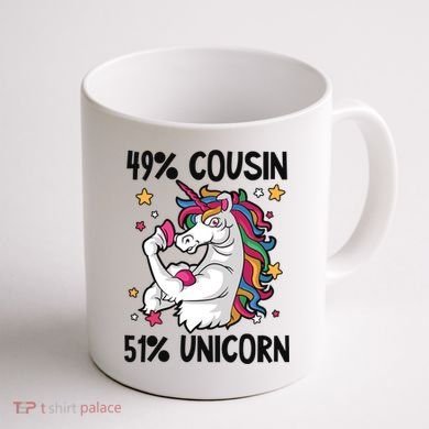 49% Cousin 51% Unicorn Design Cousin Crew Gift Coffee Mug back