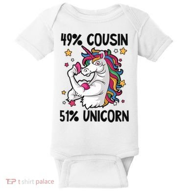 49% Cousin 51% Unicorn Design Cousin Crew Gift Baby Bodysuit