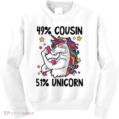 49% Cousin 51% Unicorn Design Cousin Crew Gift Kids Sweatshirt