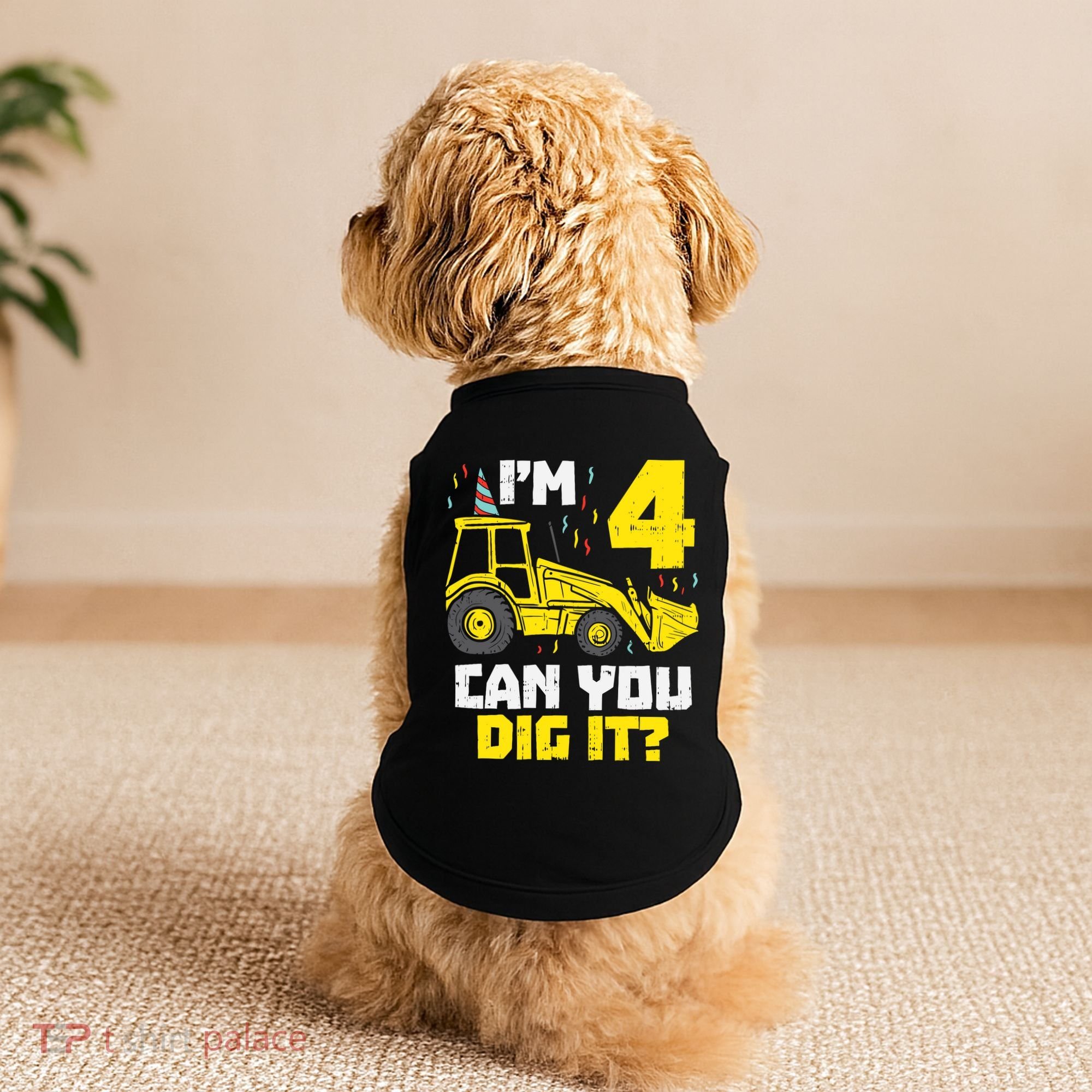 4 Can You Dig It Construction Truck 4th Birthday Boy Gift Doggie Tank