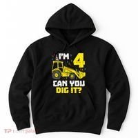 4 Can You Dig It Construction Truck 4th Birthday Boy Gift Hoodie thumb 0