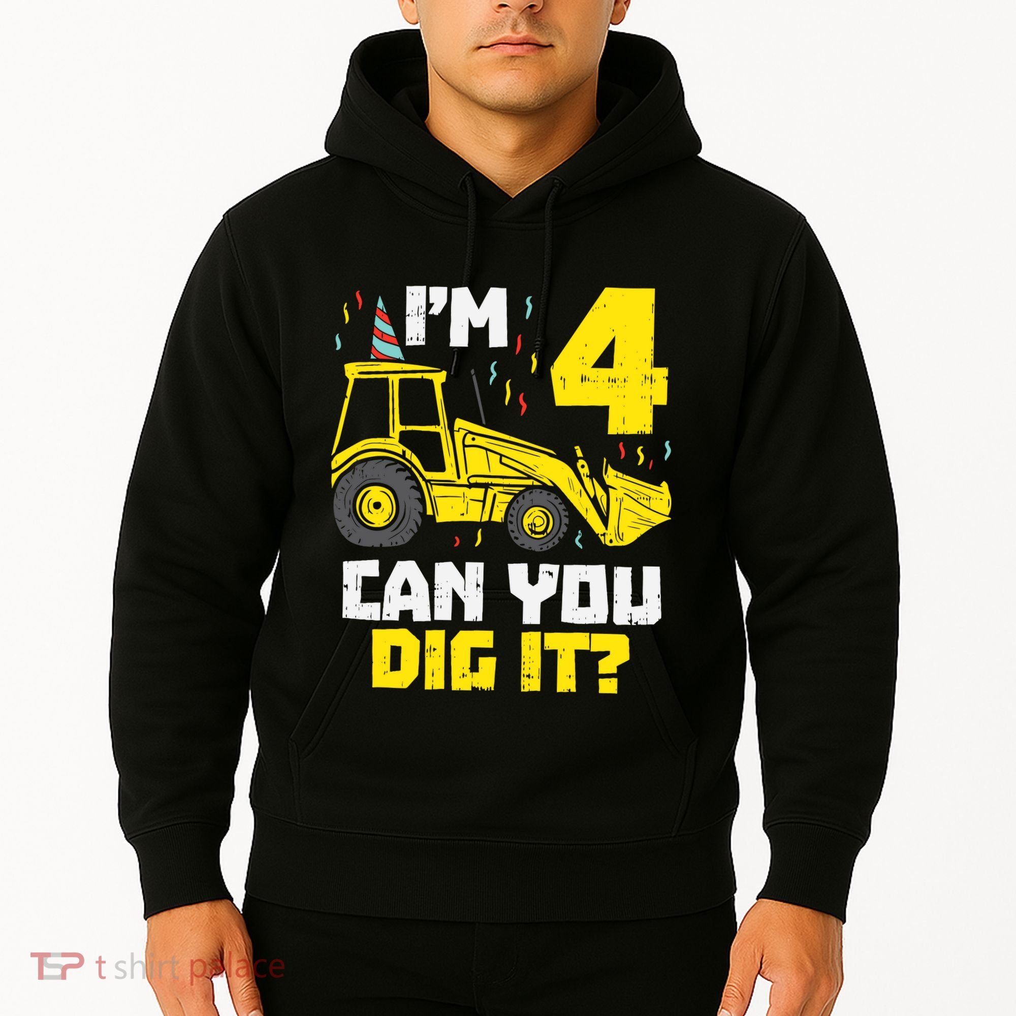 4 Can You Dig It Construction Truck 4th Birthday Boy Gift Hoodie