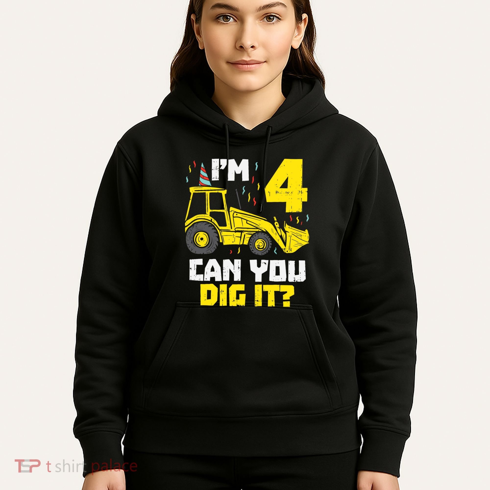 4 Can You Dig It Construction Truck 4th Birthday Boy Gift Hoodie