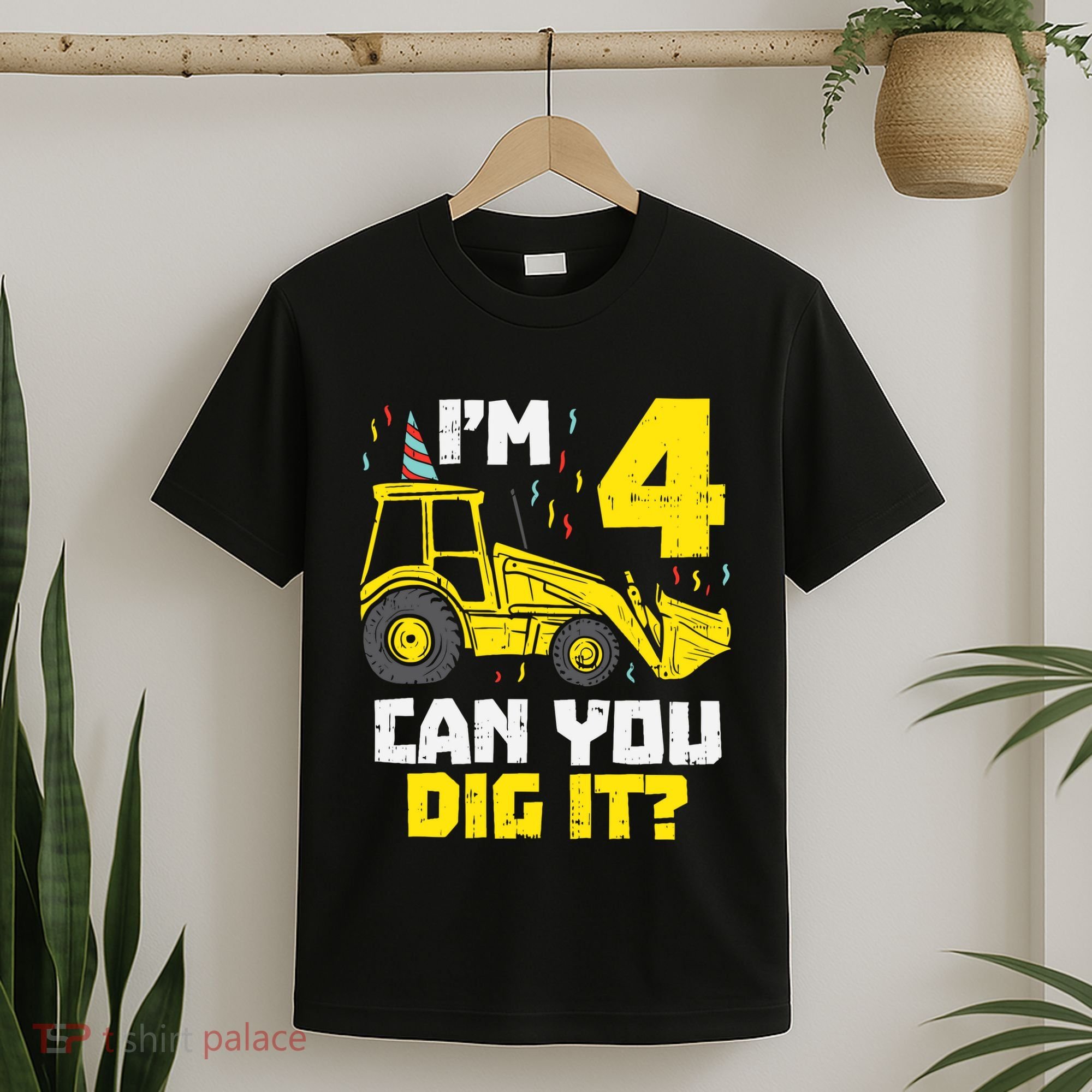 4 Can You Dig It Construction Truck 4th Birthday Boy Gift T-Shirt