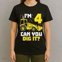 4 Can You Dig It Construction Truck 4th Birthday Boy Gift T-Shirt thumb 4
