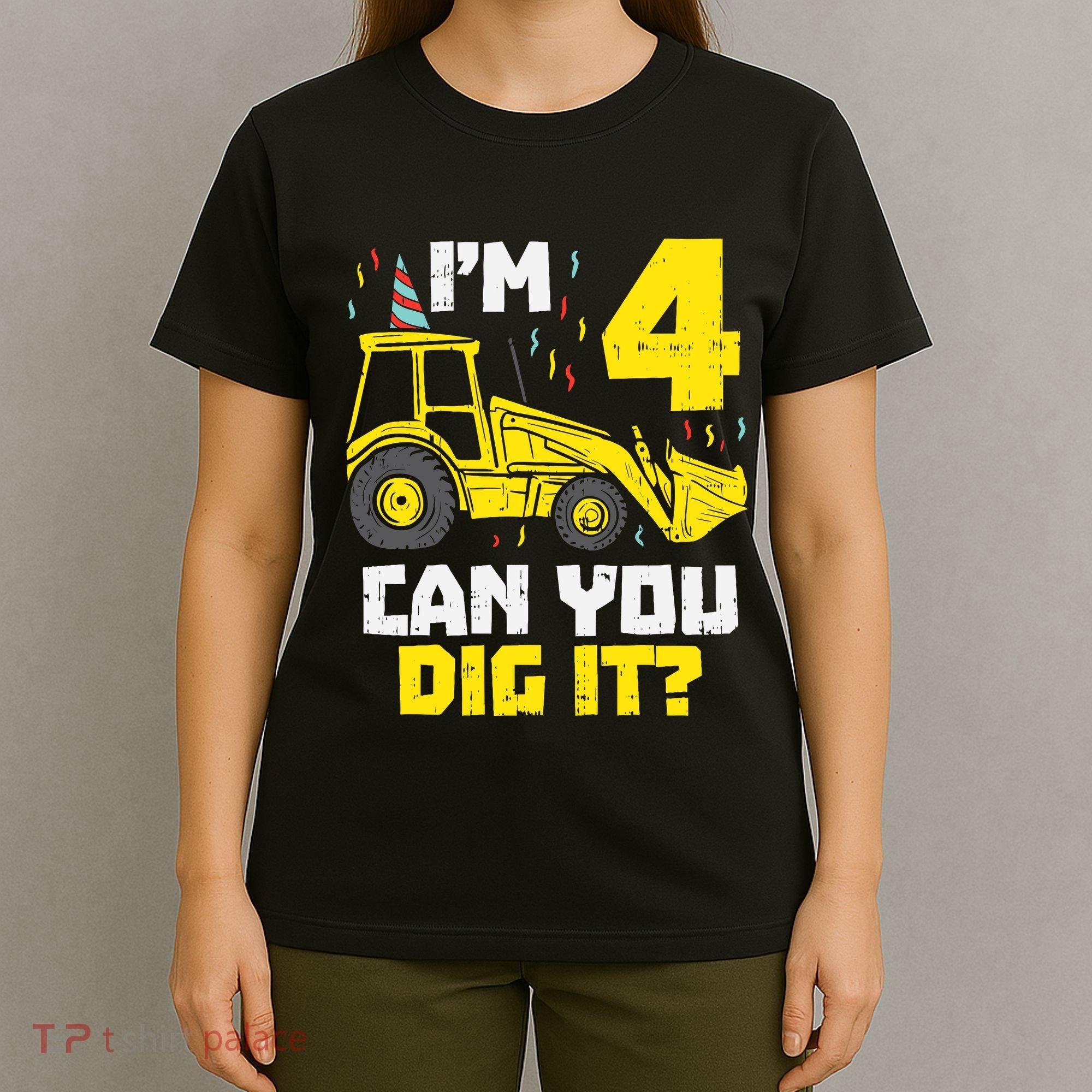 4 Can You Dig It Construction Truck 4th Birthday Boy Gift T-Shirt