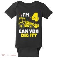 4 Can You Dig It Construction Truck 4th Birthday Boy Gift Baby Bodysuit thumb 0
