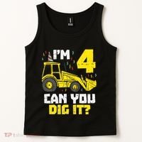 4 Can You Dig It Construction Truck 4th Birthday Boy Gift Tank Top thumb 2