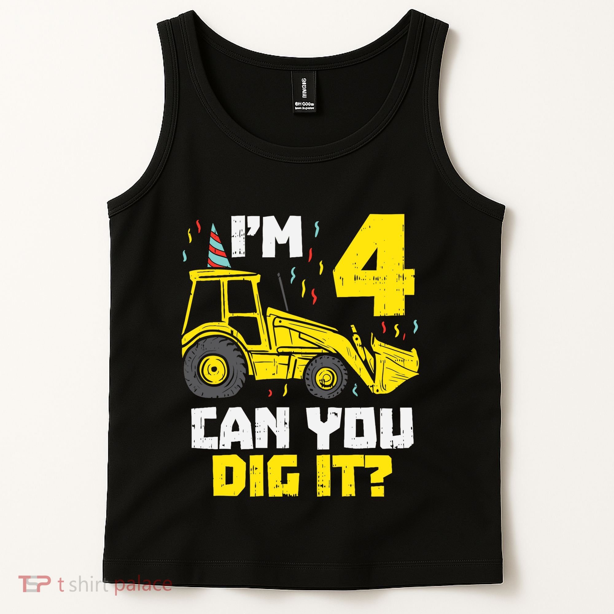 4 Can You Dig It Construction Truck 4th Birthday Boy Gift Tank Top