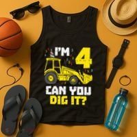 4 Can You Dig It Construction Truck 4th Birthday Boy Gift Tank Top thumb 4