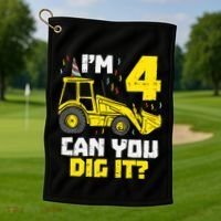 4 Can You Dig It Construction Truck 4th Birthday Boy Gift Golf Towel thumb 1
