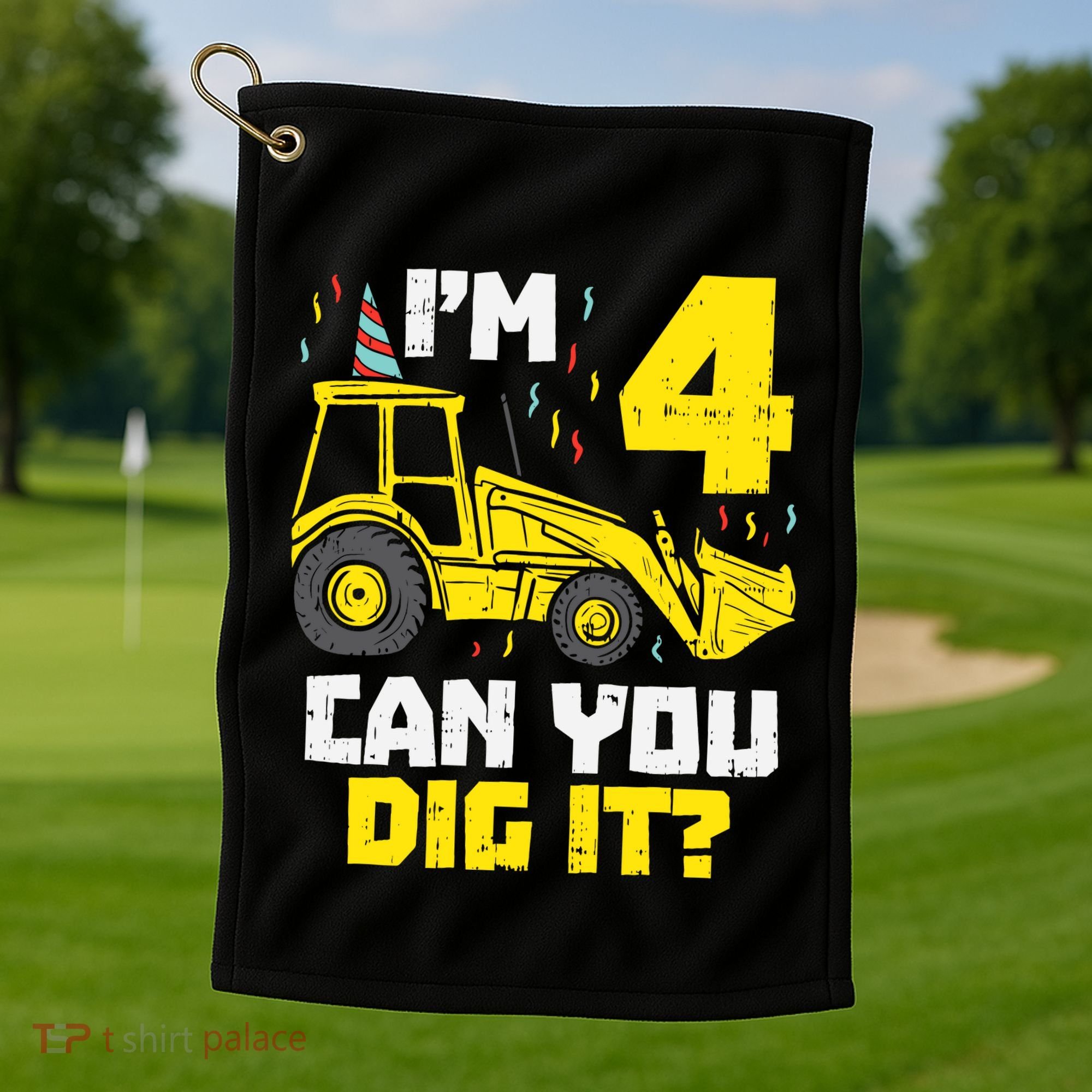 4 Can You Dig It Construction Truck 4th Birthday Boy Gift Golf Towel