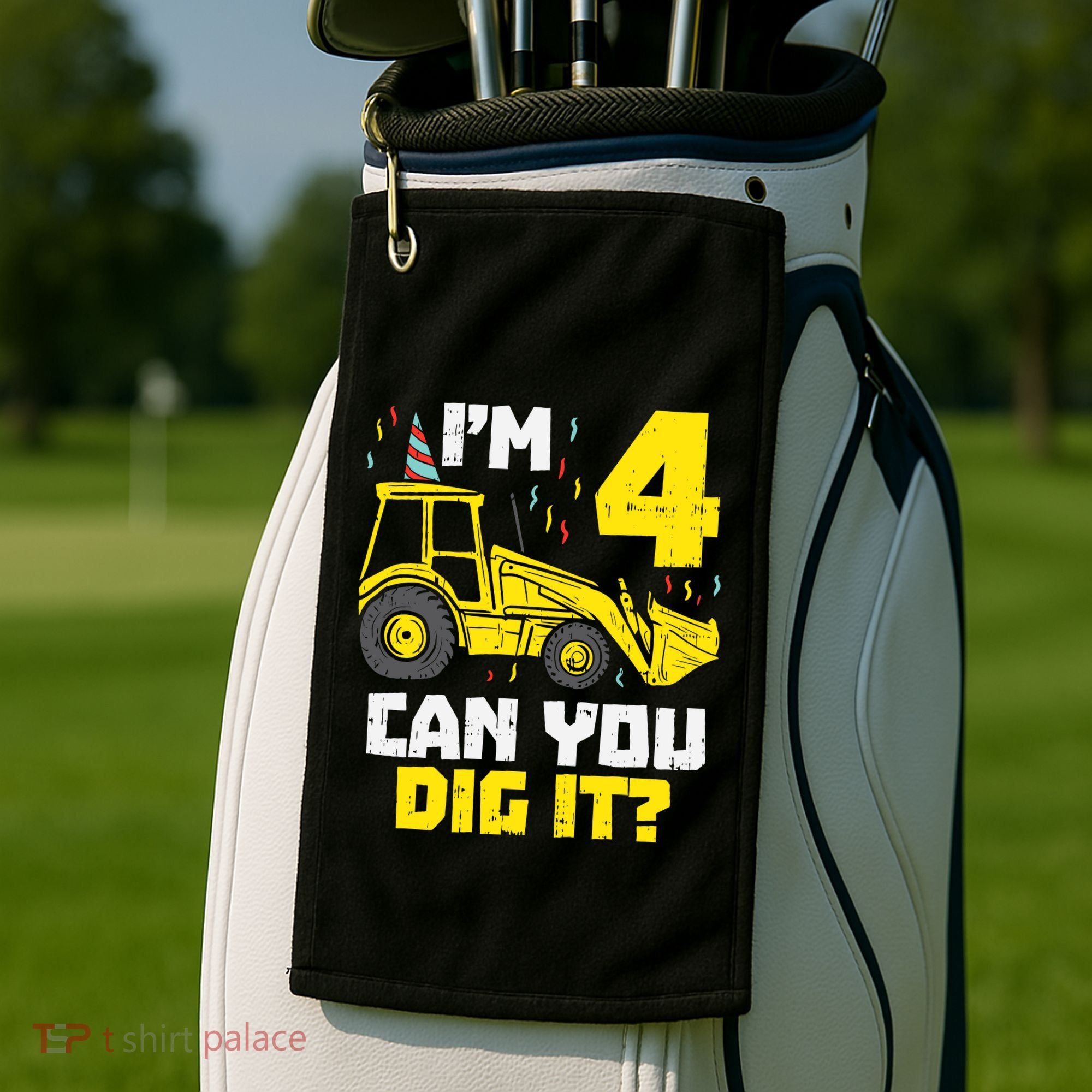 4 Can You Dig It Construction Truck 4th Birthday Boy Gift Golf Towel