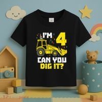 4 Can You Dig It Construction Truck 4th Birthday Boy Gift Toddler T-Shirt thumb 3