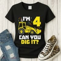4 Can You Dig It Construction Truck 4th Birthday Boy Gift Women's T-Shirt thumb 3