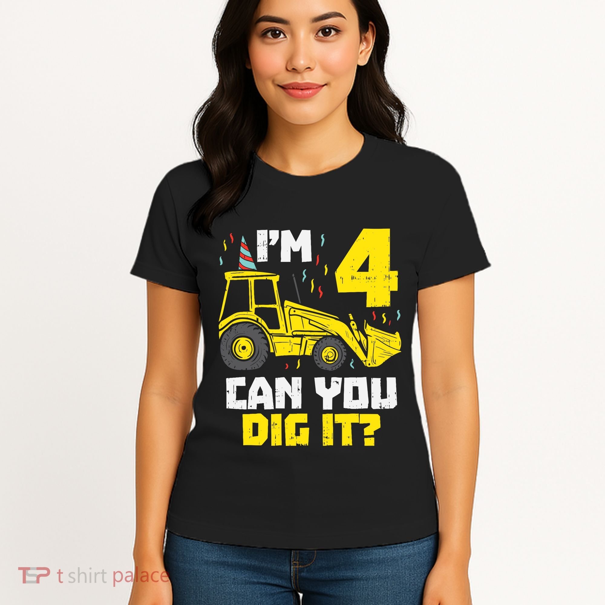 4 Can You Dig It Construction Truck 4th Birthday Boy Gift Women's T-Shirt