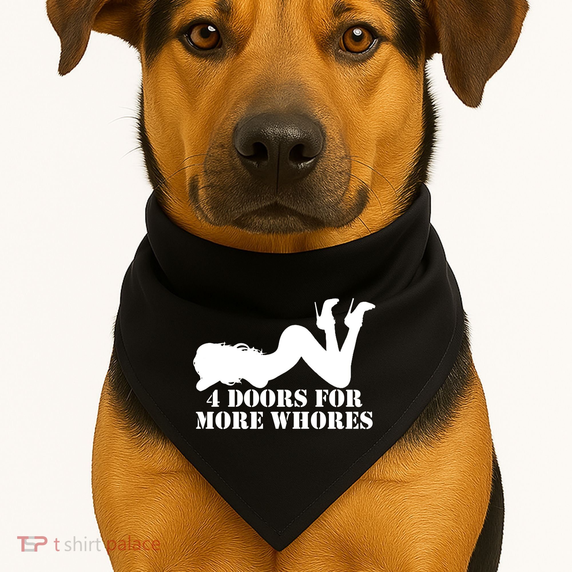 4 Doors For More Whores Funny Stripper USA-Made Doggie Bandana