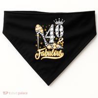 40 & Fabulous 40 Years Old 40th Birthday Diamond Crown Shoes USA-Made Doggie Bandana thumb 0