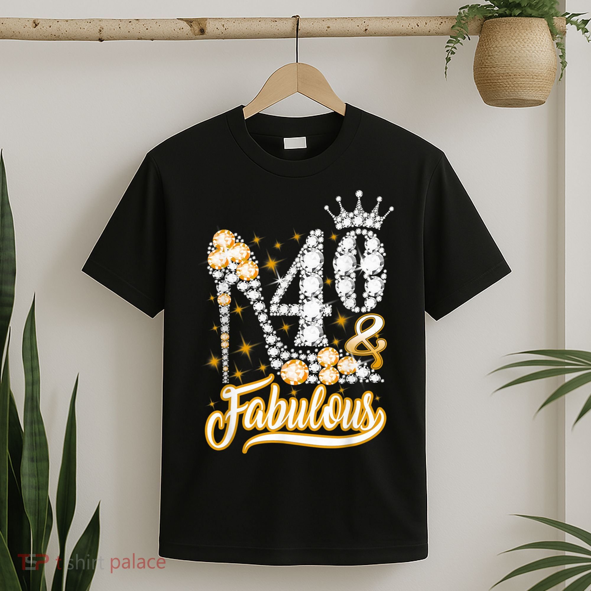 40 & Fabulous 40 Years Old 40th Birthday Diamond Crown Shoes T-Shirt