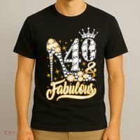 40 & Fabulous 40 Years Old 40th Birthday Diamond Crown Shoes T-Shirt thumb 3