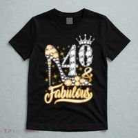 40 & Fabulous 40 Years Old 40th Birthday Diamond Crown Shoes T-Shirt thumb 5