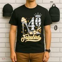 40 & Fabulous 40 Years Old 40th Birthday Diamond Crown Shoes T-Shirt thumb 6