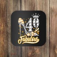 40 & Fabulous 40 Years Old 40th Birthday Diamond Crown Shoes Coaster thumb 0