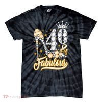 40 & Fabulous 40 Years Old 40th Birthday Diamond Crown Shoes Tie-Dye T-Shirt thumb 0