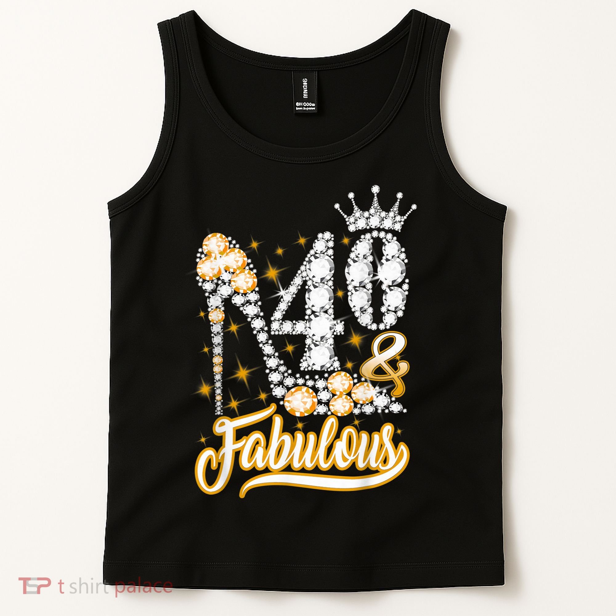 40 & Fabulous 40 Years Old 40th Birthday Diamond Crown Shoes Tank Top