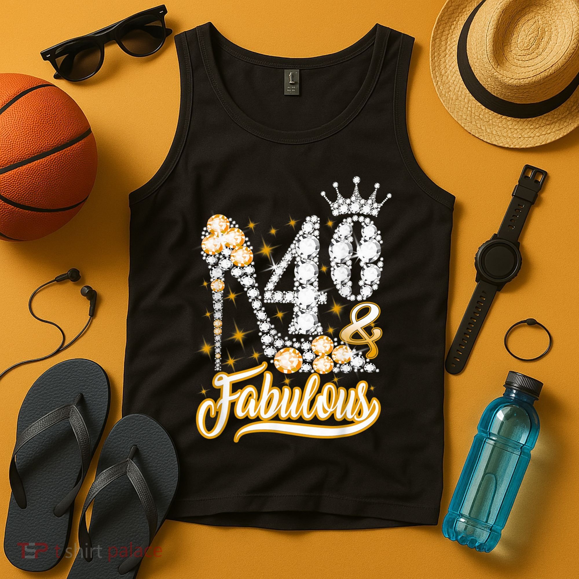 40 & Fabulous 40 Years Old 40th Birthday Diamond Crown Shoes Tank Top