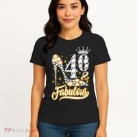 40 & Fabulous 40 Years Old 40th Birthday Diamond Crown Shoes Women's T-Shirt thumb 4