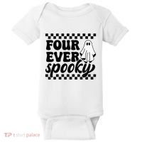 4th Fourth Birthday Four Year Old Halloween Four Ever Spooky Baby Bodysuit thumb 0