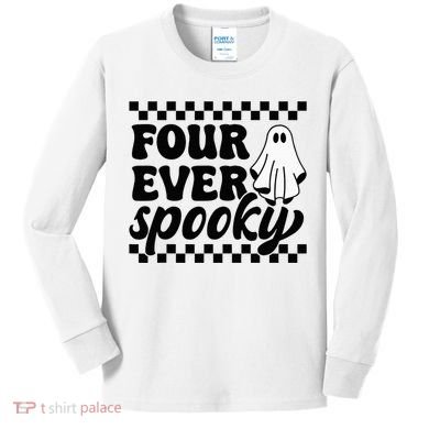 4th Fourth Birthday Four Year Old Halloween Four Ever Spooky Kids Long Sleeve Shirt