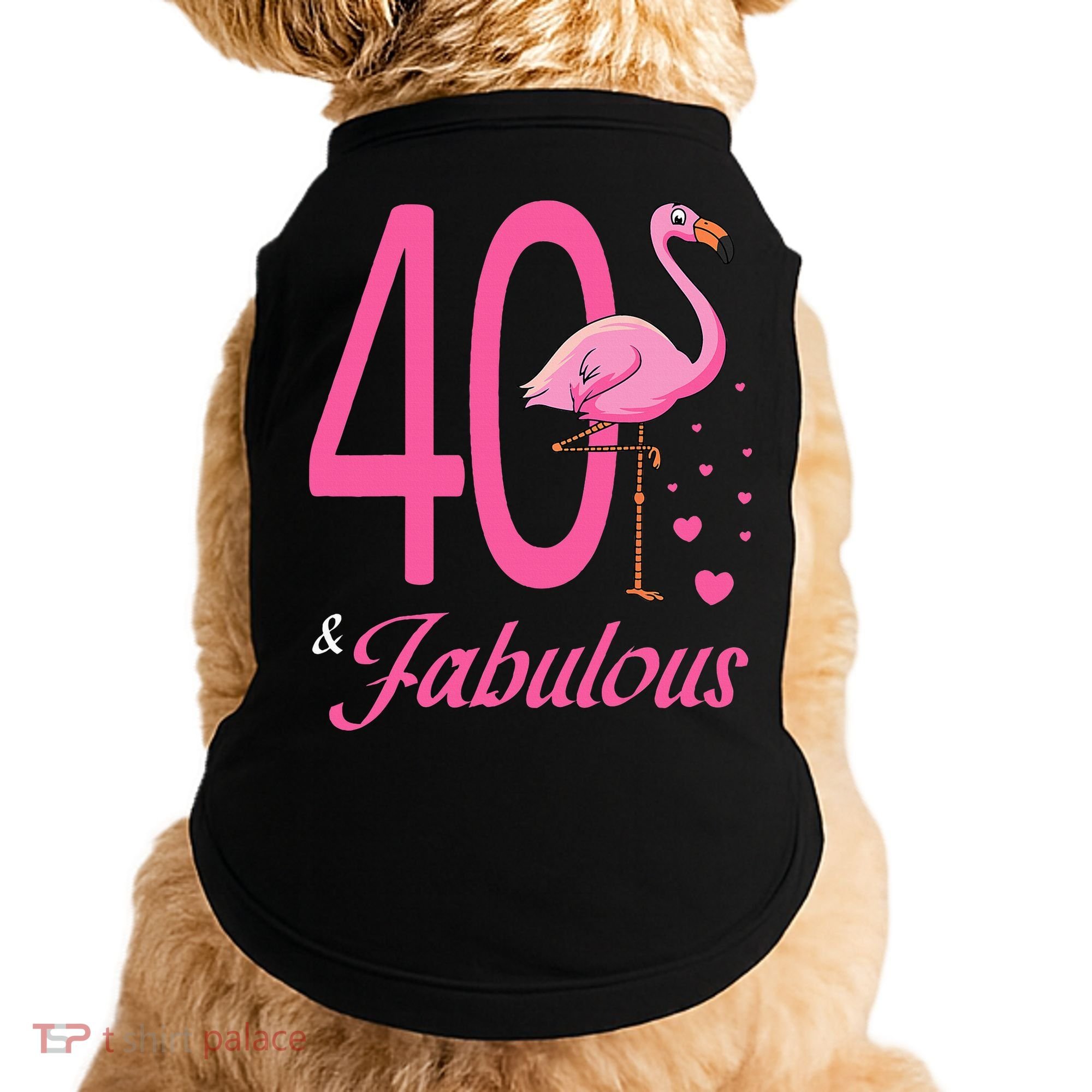 40 & Fabulous Flamingo Birthday 40th Party Celebration Doggie Tank